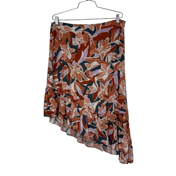 Nine West Asymmetrical Midi Skirt L Multi Color - Picture 1 of 6